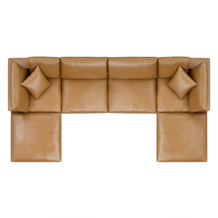 Commix 6-Piece Down Filled Overstuffed Vegan Leather Sectional Sofa by Modway