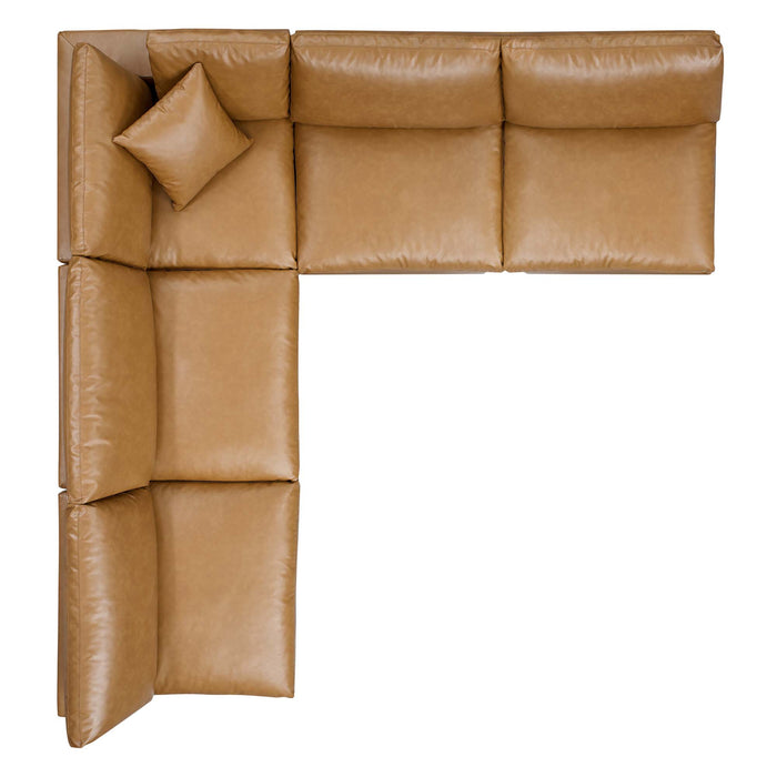 Commix 5-Piece Down Filled Overstuffed Vegan Leather Sectional Sofa by Modway