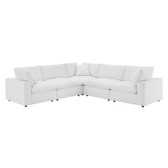 Commix 5-Piece Down Filled Overstuffed Vegan Leather Sectional Sofa by Modway