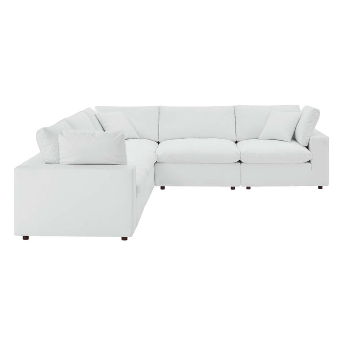 Commix 5-Piece Down Filled Overstuffed Vegan Leather Sectional Sofa by Modway