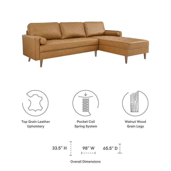 Valour 98" Leather Sectional Sofa by Modway