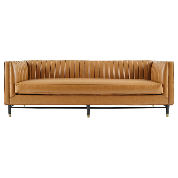 Devote Channel Tufted Vegan Leather Sofa by Modway