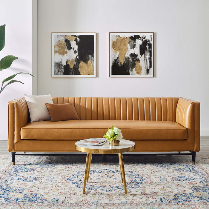 Devote Channel Tufted Vegan Leather Sofa by Modway