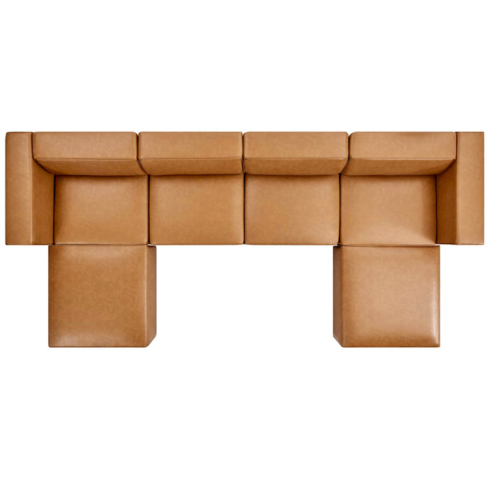 Mingle 4-Piece Vegan Leather Sofa and 2 Ottomans Set by Modway