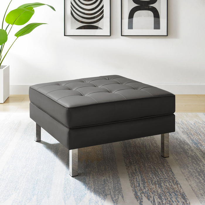 Loft Tufted Vegan Leather Ottoman by Modway