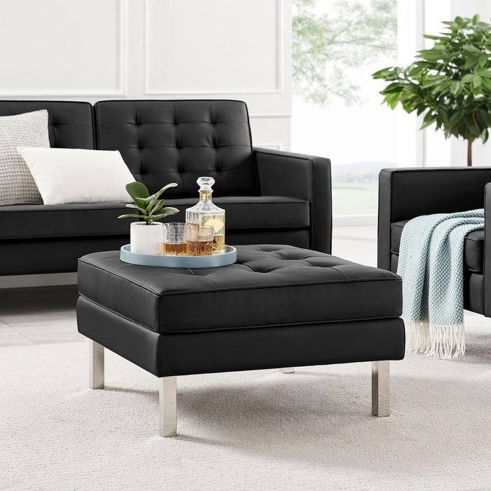 Loft Tufted Vegan Leather Ottoman by Modway