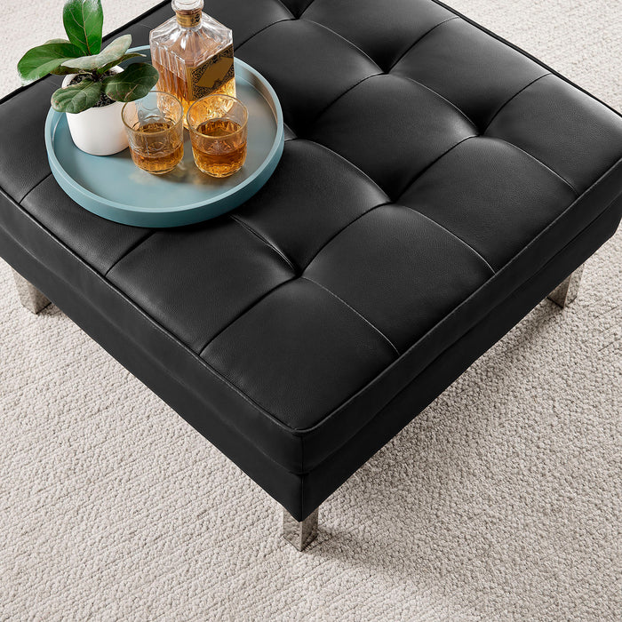 Loft Tufted Vegan Leather Ottoman by Modway