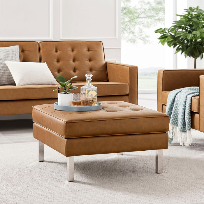 Loft Tufted Vegan Leather Ottoman by Modway