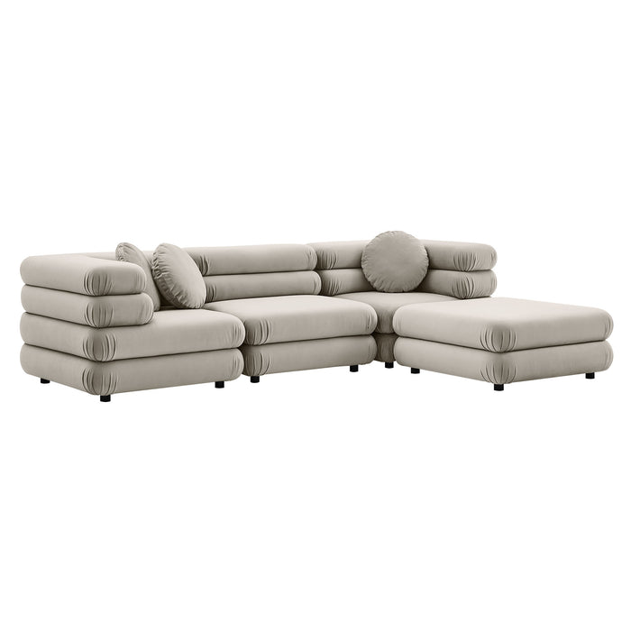 Jubilee 4-Piece Modular Performance Velvet Sectional Sofa by Modway