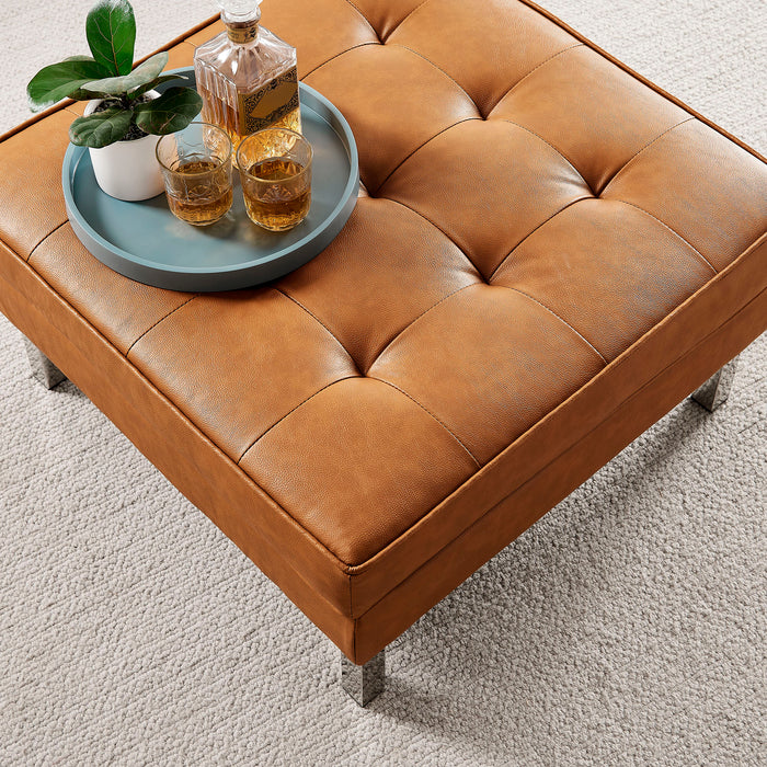 Loft Tufted Vegan Leather Ottoman by Modway