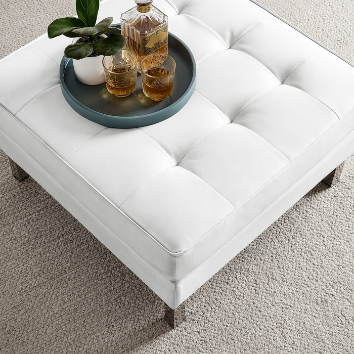 Loft Tufted Vegan Leather Ottoman by Modway