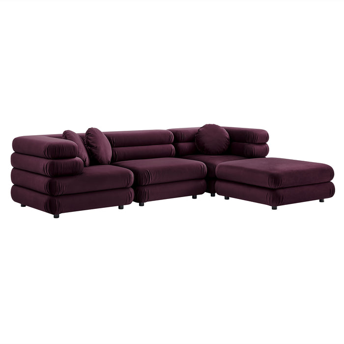 Jubilee 4-Piece Modular Performance Velvet Sectional Sofa by Modway