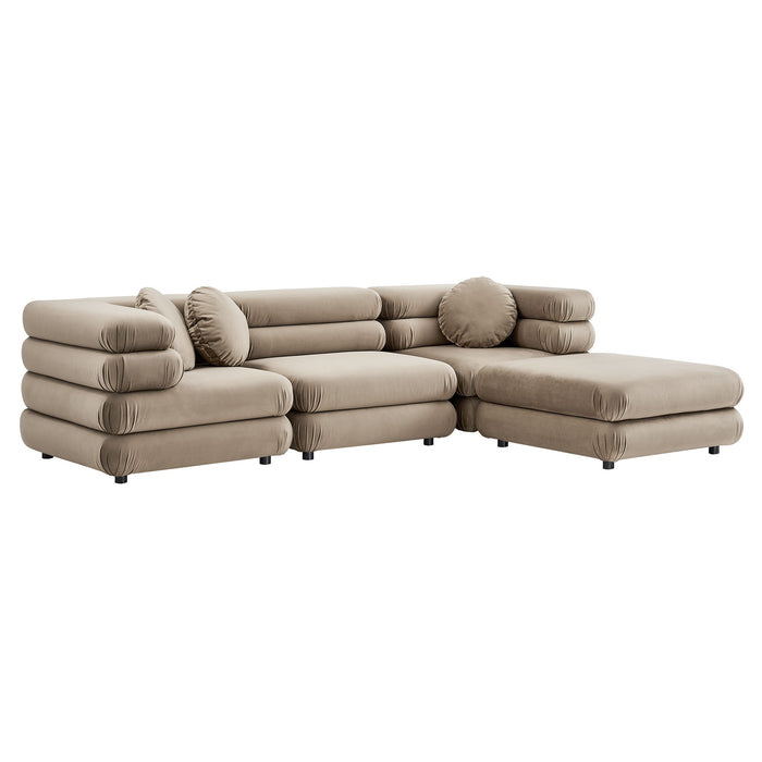 Jubilee 4-Piece Modular Performance Velvet Sectional Sofa by Modway