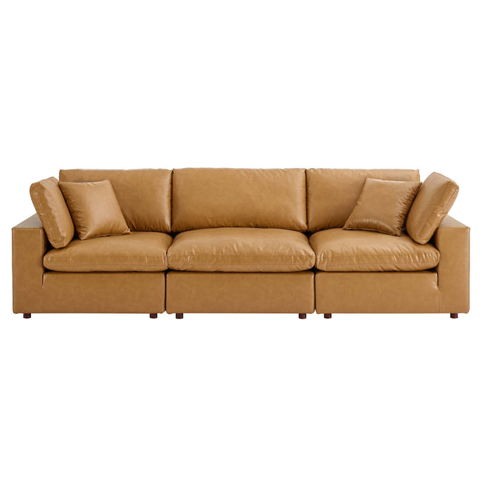 Commix Down Filled Overstuffed Vegan Leather 3-Seater Sofa by Modway