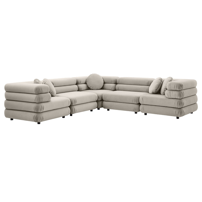 Jubilee 5-Piece Modular Performance Velvet Sectional Sofa by Modway