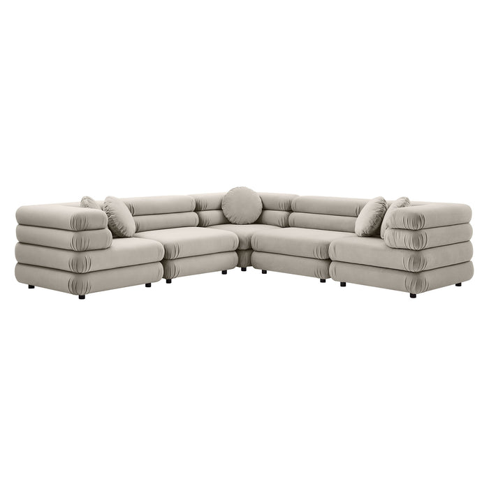 Jubilee 5-Piece Modular Performance Velvet Sectional Sofa by Modway