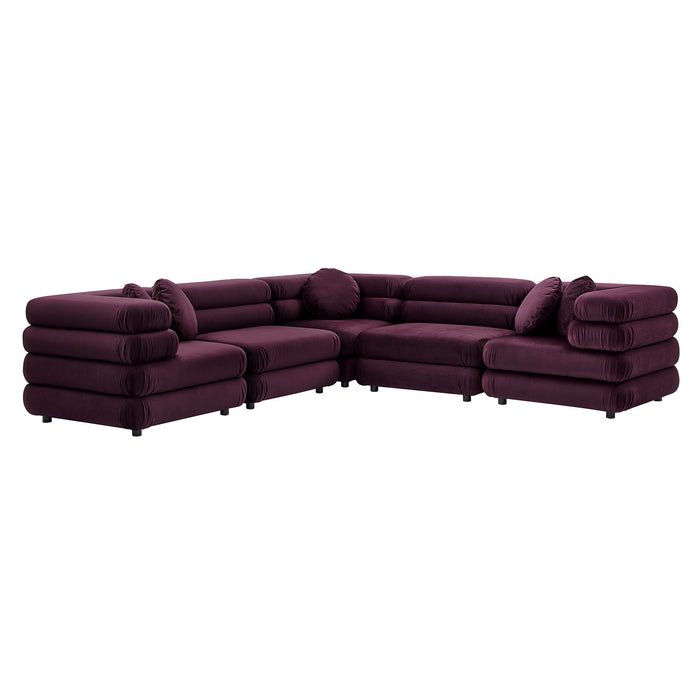 Jubilee 5-Piece Modular Performance Velvet Sectional Sofa by Modway