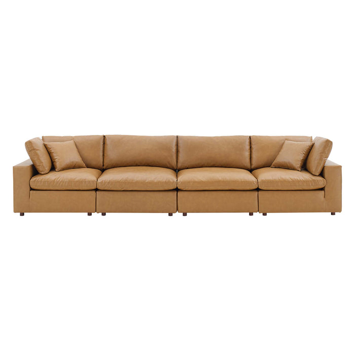 Commix Down Filled Overstuffed Vegan Leather 4-Seater Sofa by Modway