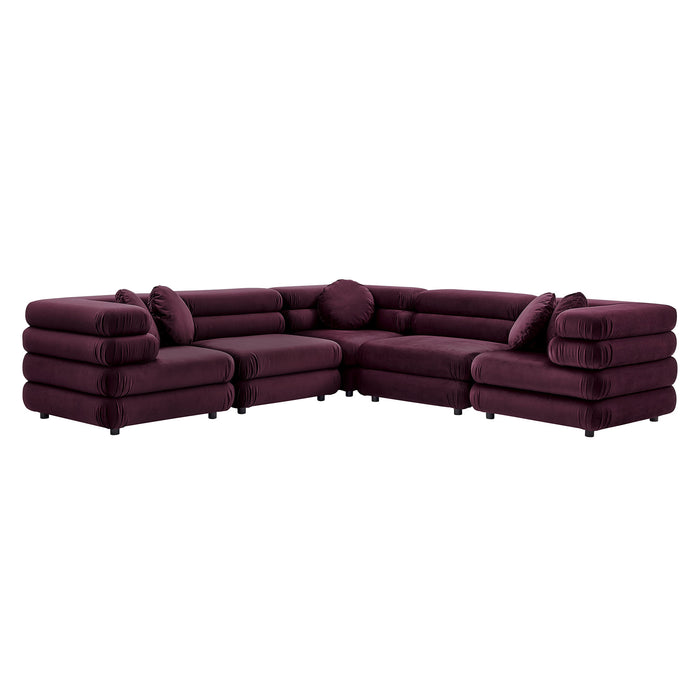 Jubilee 5-Piece Modular Performance Velvet Sectional Sofa by Modway