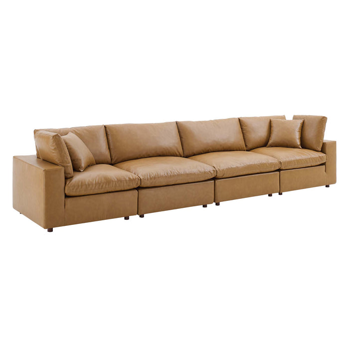 Commix Down Filled Overstuffed Vegan Leather 4-Seater Sofa by Modway