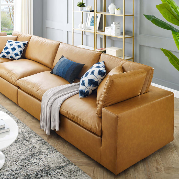 Commix Down Filled Overstuffed Vegan Leather 4-Seater Sofa by Modway