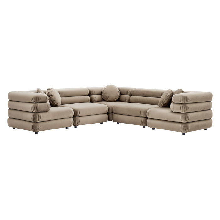 Jubilee 5-Piece Modular Performance Velvet Sectional Sofa by Modway