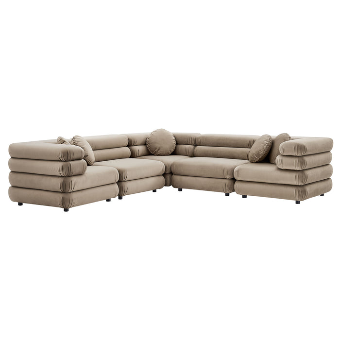 Jubilee 5-Piece Modular Performance Velvet Sectional Sofa by Modway