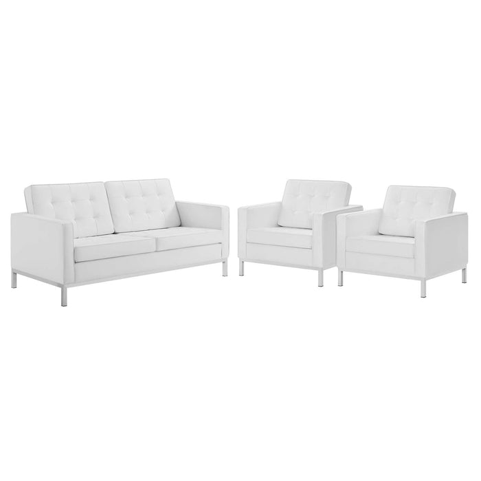 Loft 3 Piece Tufted Upholstered Faux Leather Set by Modway