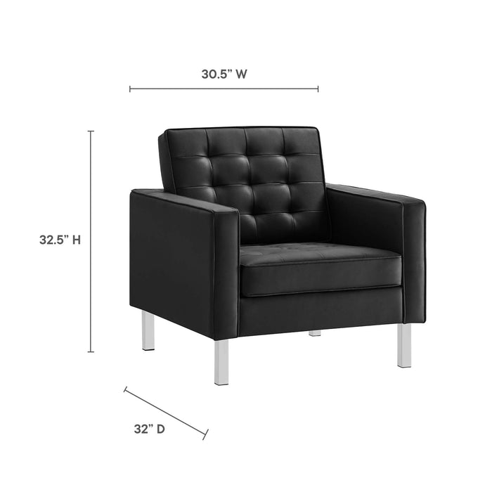 Loft 3-Piece Tufted Vegan Leather Furniture Set by Modway