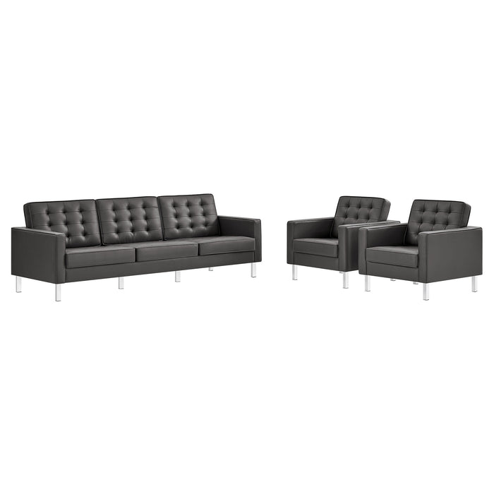 Loft 3-Piece Tufted Vegan Leather Furniture Set by Modway