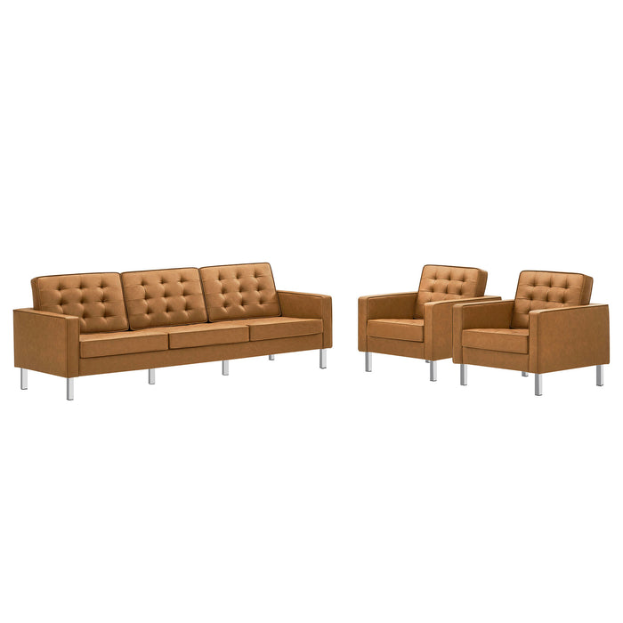 Loft 3-Piece Tufted Vegan Leather Furniture Set by Modway