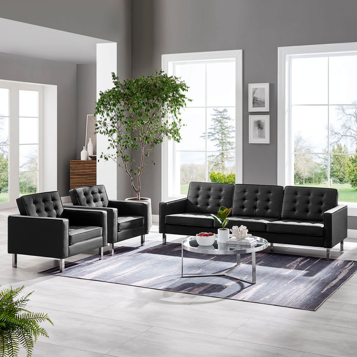 Loft 3-Piece Tufted Vegan Leather Furniture Set by Modway