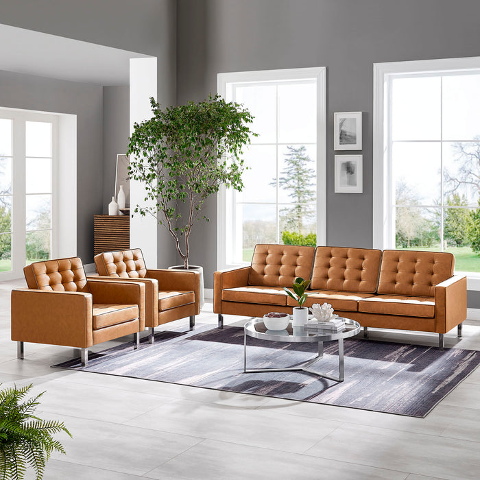 Loft 3-Piece Tufted Vegan Leather Furniture Set by Modway