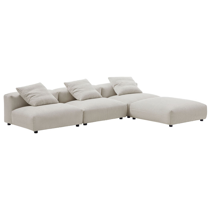 Solace 4-Piece Modular Corduroy Upholstered Sectional Sofa by Modway