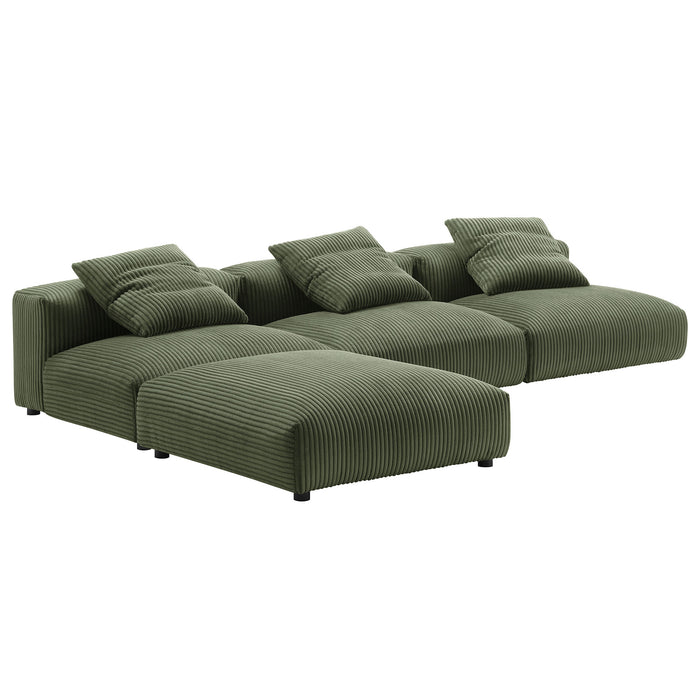 Solace 4-Piece Modular Corduroy Upholstered Sectional Sofa by Modway