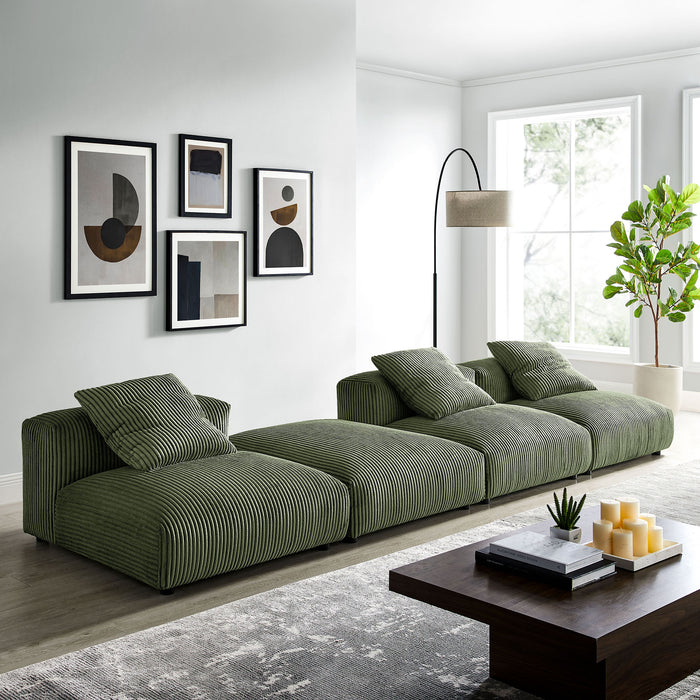 Solace 4-Piece Modular Corduroy Upholstered Sectional Sofa by Modway