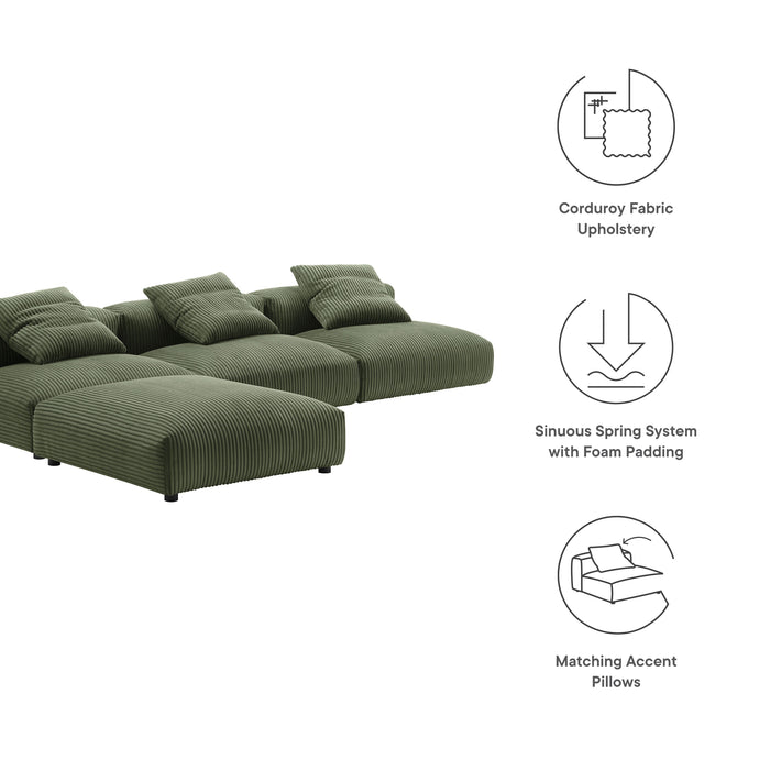 Solace 4-Piece Modular Corduroy Upholstered Sectional Sofa by Modway