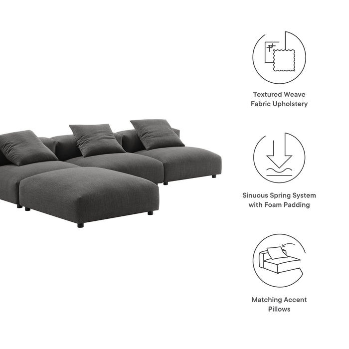 Solace 4-Piece Modular Upholstered Fabric Sectional Sofa by Modway