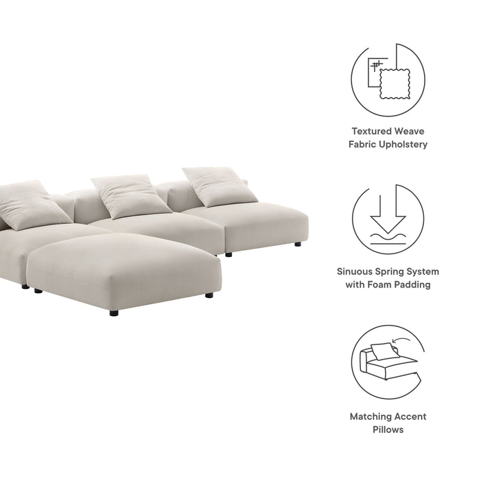 Solace 4-Piece Modular Upholstered Fabric Sectional Sofa by Modway