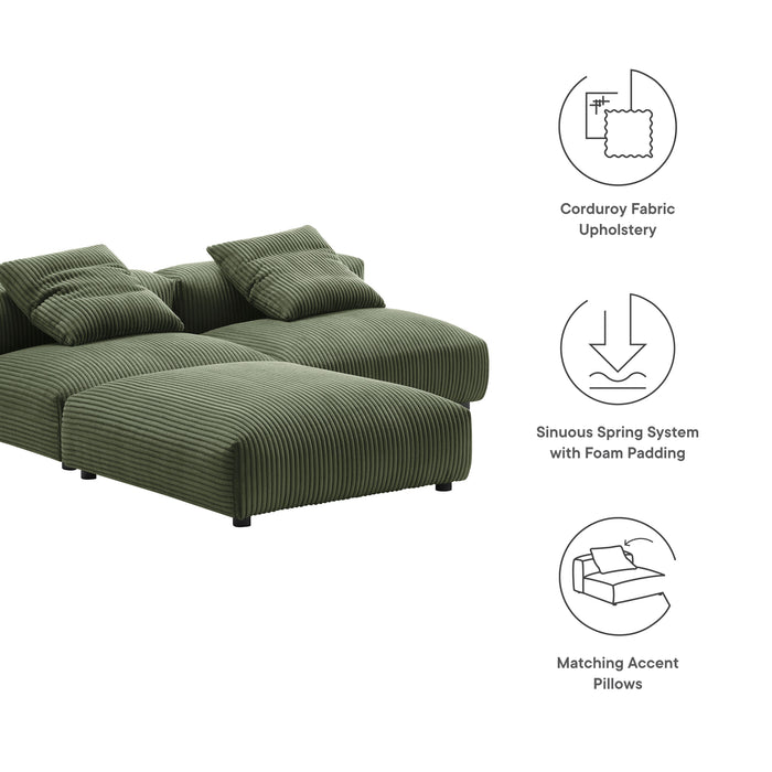 Solace 3-Piece Modular Corduroy Upholstered Sectional Sofa by Modway