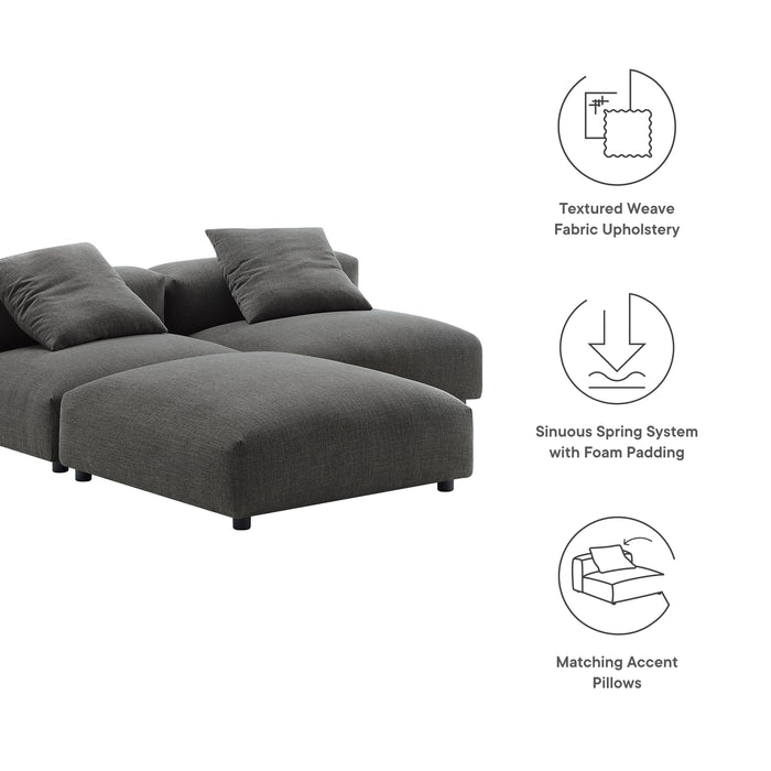 Solace 3-Piece Modular Upholstered Fabric Sectional Sofa by Modway