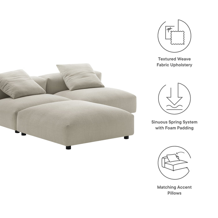 Solace 3-Piece Modular Upholstered Fabric Sectional Sofa by Modway