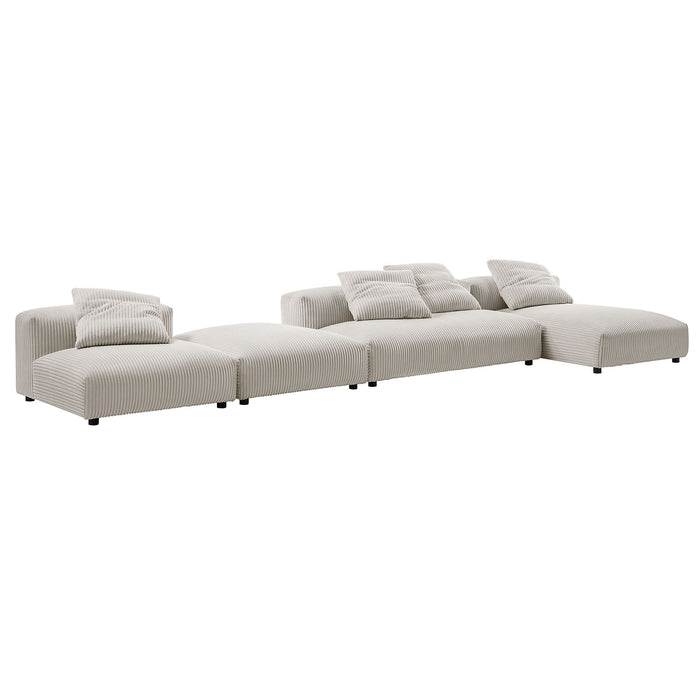 Solace 4-Piece Modular Corduroy Upholstered Sectional Sofa With Ottoman by Modway