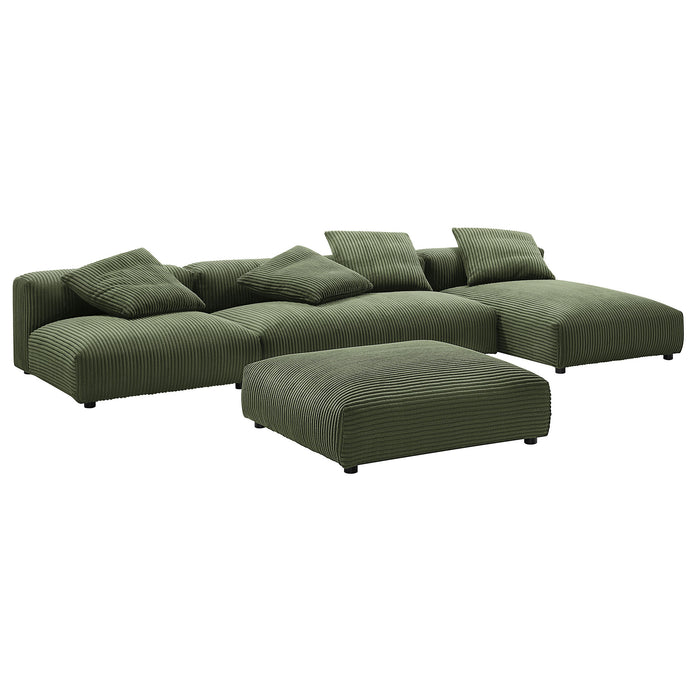 Solace 4-Piece Modular Corduroy Upholstered Sectional Sofa With Ottoman by Modway