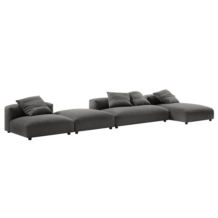 Solace 4-Piece Modular Upholstered Fabric Sectional Sofa With Ottoman by Modway