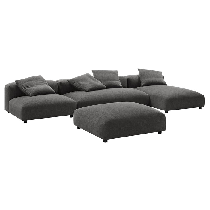 Solace 4-Piece Modular Upholstered Fabric Sectional Sofa With Ottoman by Modway