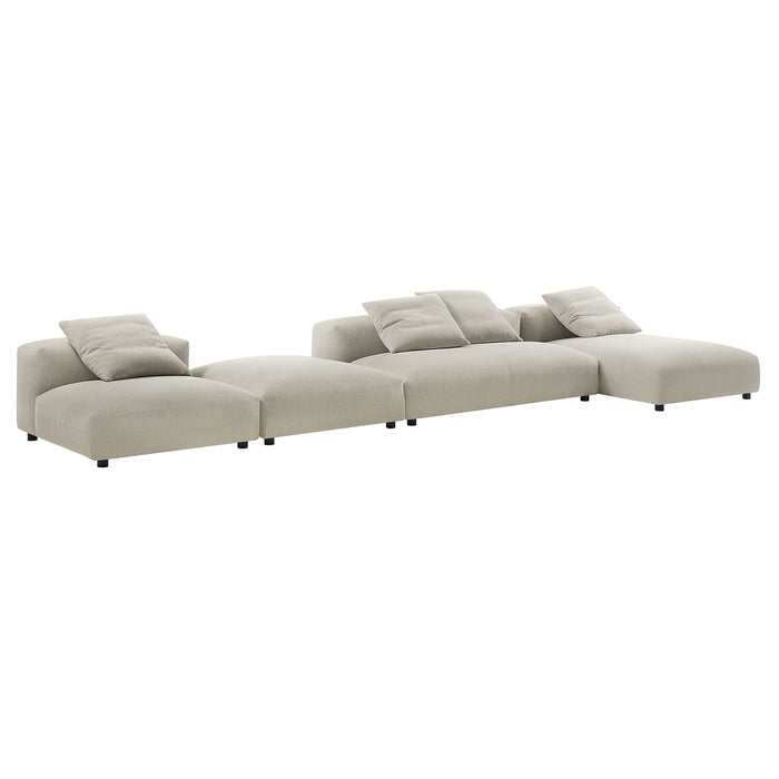 Solace 4-Piece Modular Upholstered Fabric Sectional Sofa With Ottoman by Modway