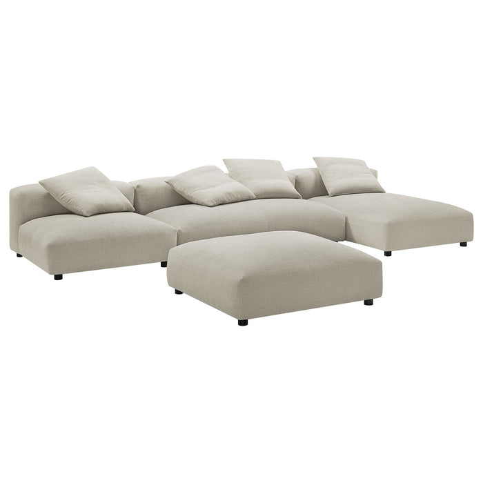 Solace 4-Piece Modular Upholstered Fabric Sectional Sofa With Ottoman by Modway