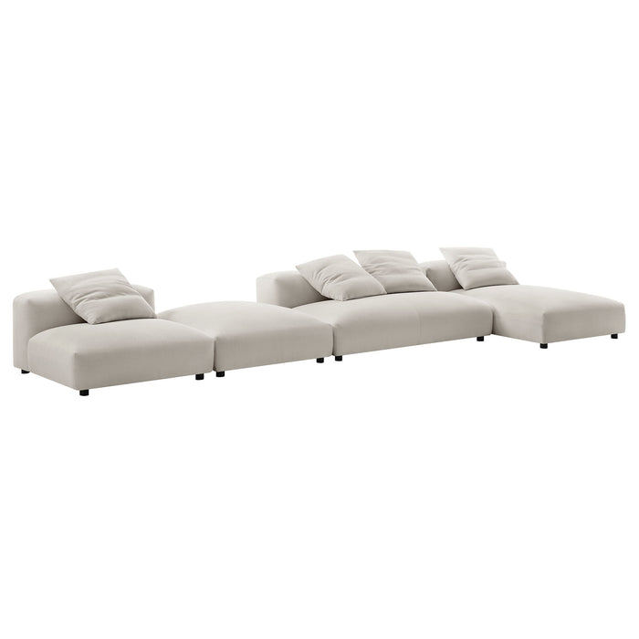 Solace 4-Piece Modular Upholstered Fabric Sectional Sofa With Ottoman by Modway