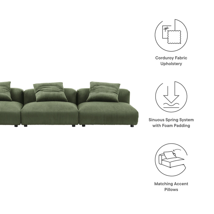 Solace 3-Piece Modular Corduroy Upholstered Sofa by Modway